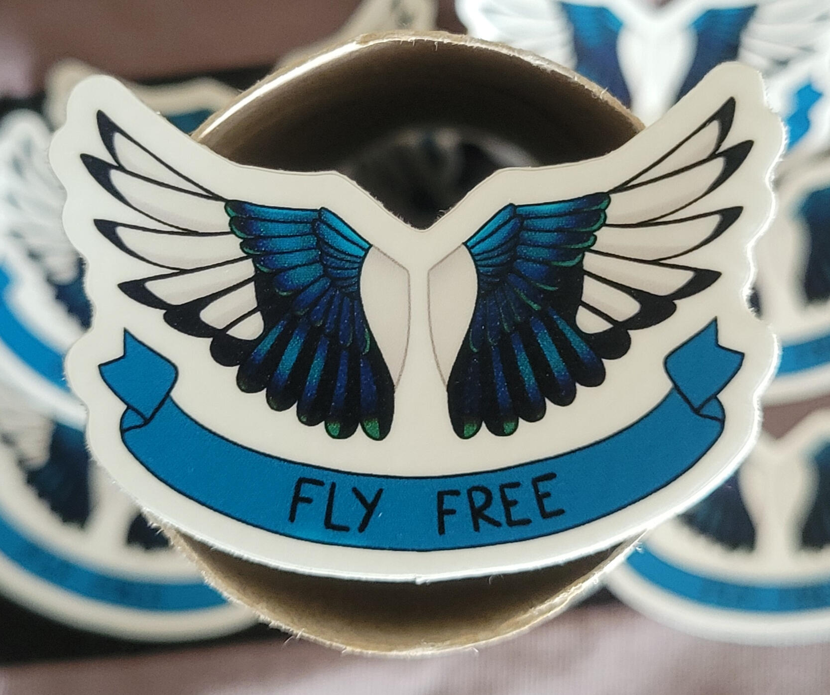 Fly Free Magpie 2" vinyl wing sticker